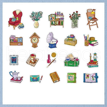 40Pcs 20 Styles Paper Stickers AJEW-S040-05C-1