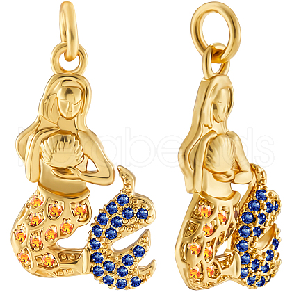 Beebeecraft 8Pcs Brass Micro Pave Cubic Zirconia Pendants KK-BBC0014-40-1