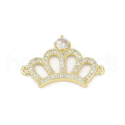 Brass Clear Cubic Zirconia Crown Connector Charms KK-D317-146G-1