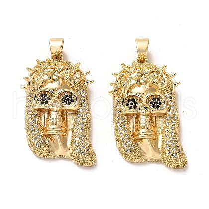 Brass Micro Pave Cubic Zirconia Pendants KK-K355-24G-1