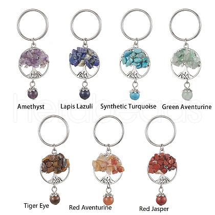 7Pcs 7 Styles Gemstone Keychains KEYC-JKC00769-1