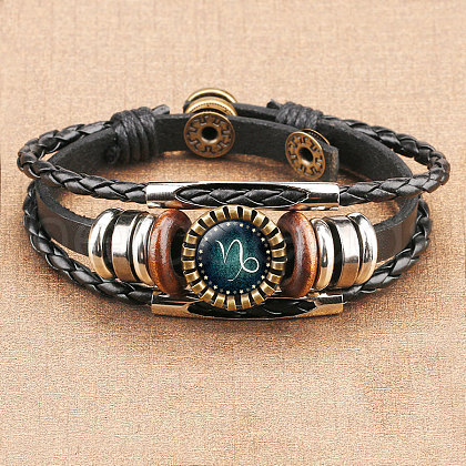 12 Constellations PU Leather Multi-strand Bracelets WGFD09F-10-1