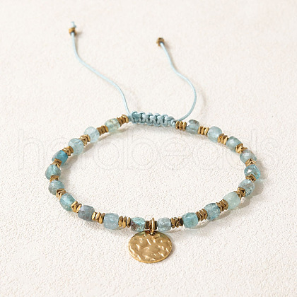 Bohemian Style Natural Peridot Cube Braided Bead Bracelet YV1392-7-1