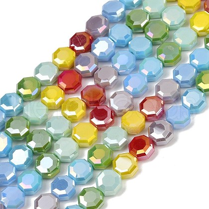 Electroplate Opaque Glass Beads Strands EGLA-G039-05A-02-1