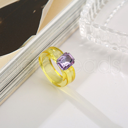 Rectangle Resin with Glass Finger Rings for Women FS-WG96B1D-01-1