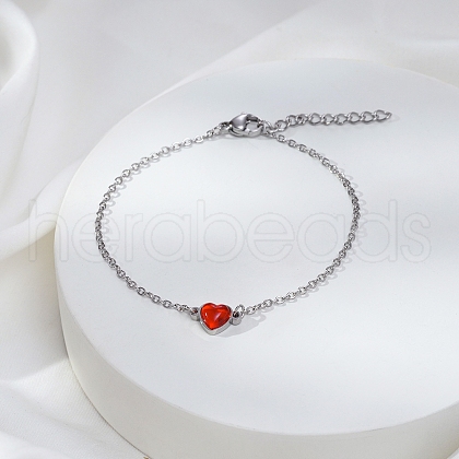 Stylish Stainless Steel Red Heart Link Bracelets IT4999-1-1