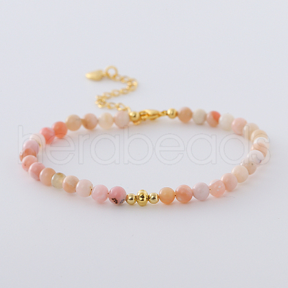 Synthetic Pink Opal Round Beaded Bracelet RG1104-10-1