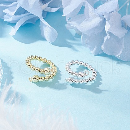 2Pcs 2 Colors Electroplate Non-magnetic Synthetic Hematite Bead Cuff Rings RJEW-JR00904-03-1