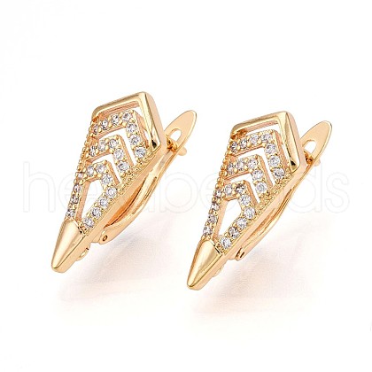 Brass Micro Pave Cubic Zirconia Hoop Earring Finding KK-N261-42G-1