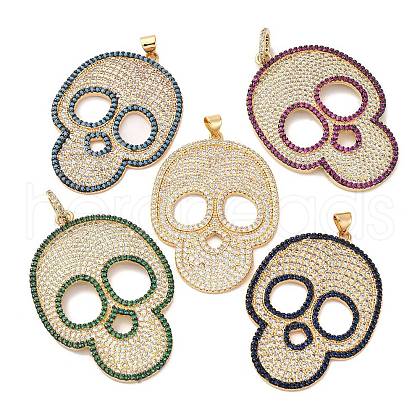 Brass Micro Pave Cubic Zirconia Pendants KK-U076-01G-1