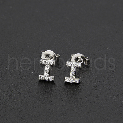 Brass Micro Pave Clear Cubic Zirconia Stud Earrings FS-WGC2F12-09-1