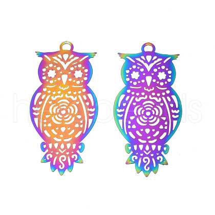 Ion Plating(IP) 201 Stainless Steel Filigree Pendants STAS-S118-107-1