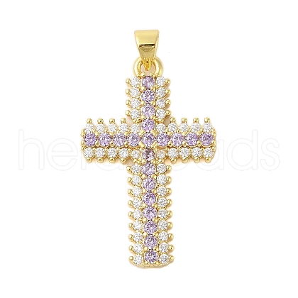 Rack Plating Brass Micro Pave Cubic Zirconia Pendants KK-S380-39A-G-1