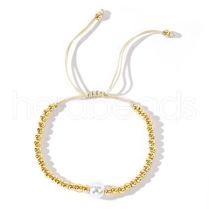 Shell & Brass Braided Bead Bracelets QM1816-1-1