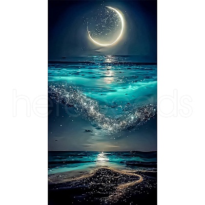 Fancy Night Sky Moon Ocean Scenery DIY Diamond Painting Kit PW-WG27488-01-1