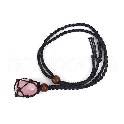 Natural Rose Quartz Nugget Pendant Necklaces PW-WG13010-10-1