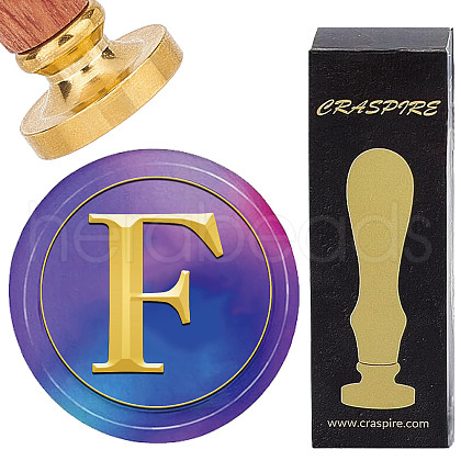 Brass Wax Seal Stamp with Wood Handle AJEW-WH0412-0301-1