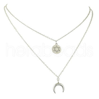 Brass Double Layer Necklaces NJEW-JN05013-1
