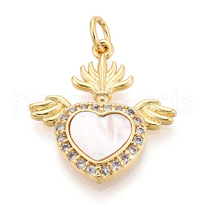 Brass Micro Pave Clear Cubic Zirconia Pendants KK-N268-18G-1