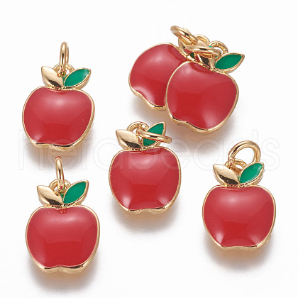 Brass Enamel Charms KK-L185-29G-1