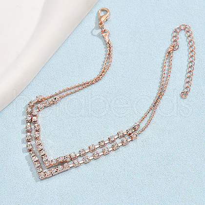 Letter V Alloy Rhinestone Multi-strand Anklets WG18F6C-02-1