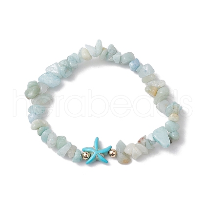 Natural Flower Amazonite Chip Beaded Stretch Bracelets BJEW-JB10689-01-1