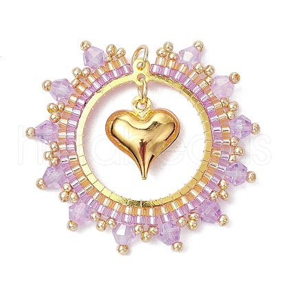Cylinder Seed Flat Round Pendants PALLOY-MZ00598-02-1