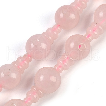 Natural Rose Quartz 3-Hole Guru Beads Strands G-H064-E01-01-1