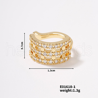 Elegant Geometric Brass Pave Clear Cubic Zirconia Cuff Earrings IE4241-1-1