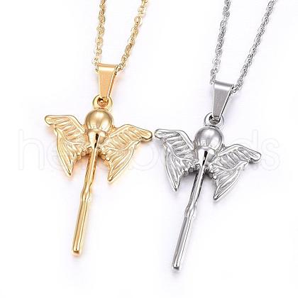 304 Stainless Steel Pendant Necklaces NJEW-H497-05-1