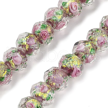 Handmade Foil Lampwork Beads Strands FOIL-S136-001C-1