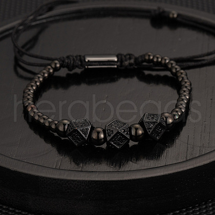 304 Stainless Steel Braided Beads Bracelets WG0F93D-34-1