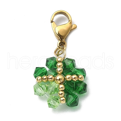 Clover Glass Pendant Decoration HJEW-TA00029-1
