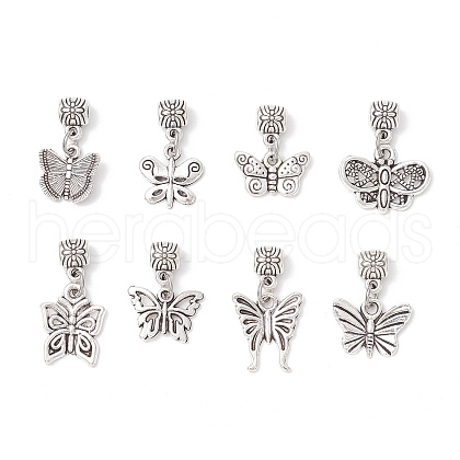 8Pcs 8 Styles Alloy Butterfly European Dangle Charms PALLOY-JF03874-1