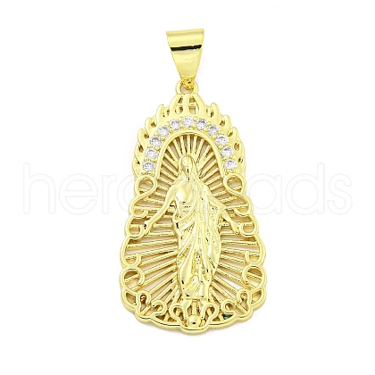 Rack Plating Brass Micro Pave Clear Cubic Zirconia Pendants KK-B091-21G-01-1