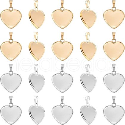 Unicraftale 20Pcs 2 Colors 304 Stainless Steel Pendant Cabochon Settings STAS-UN0023-10-1
