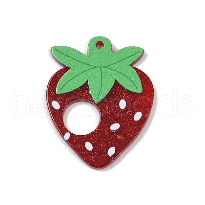 Acrylic Strawberry Pendants OACR-R090-01-1