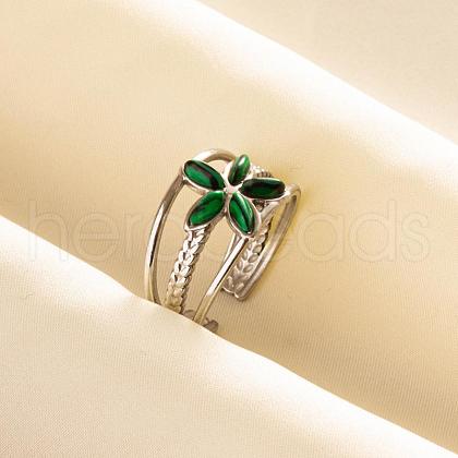 304 Stainless Steel Flower Cuff Rings WH9227-2-1