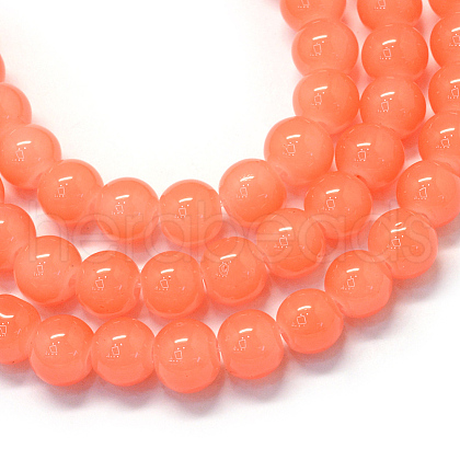 Baking Painted Imitation Jade Glass Round Bead Strands X-DGLA-Q021-6mm-31-1