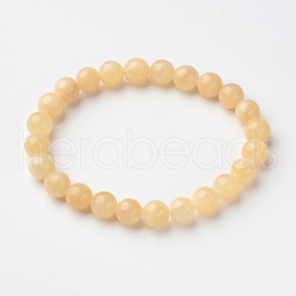 Natural Jade Round Bead Stretch Bracelets BJEW-L593-A05-1
