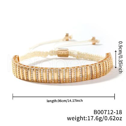 Elegant Bohemian Style Brass Micro Pave Clear Cubic Zirconia Braided Bead Bracelets for Women ZU5432-5-1
