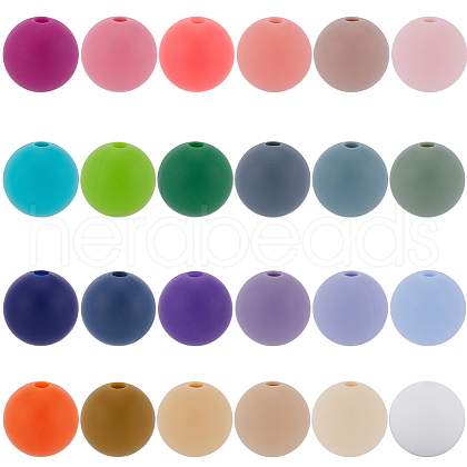 SOFPLATE 120Pcs 24 Colors Round Food Grade Eco-Friendly Silicone Beads SIL-SP0001-04-1