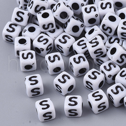 White Opaque Acrylic Beads X-MACR-R869-02S-1