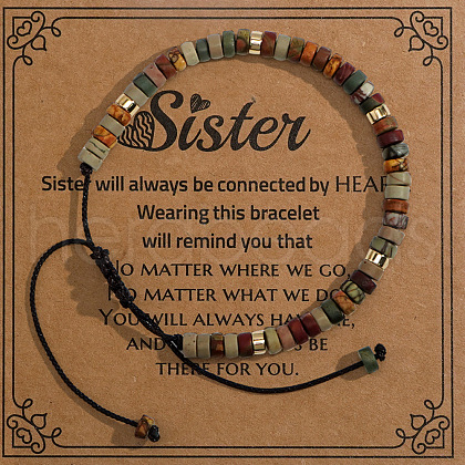 Adjustable Gemstone Braided Bead Bracelets PX1139-30-1
