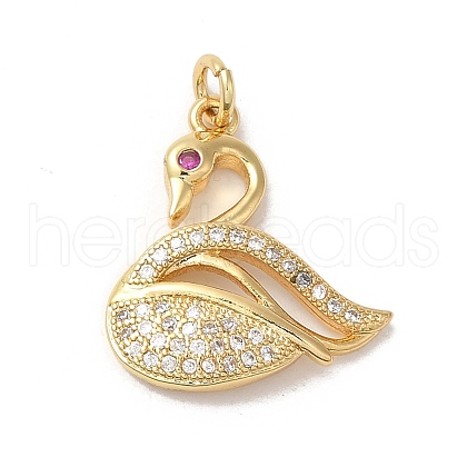 Rack Plating Brass Micro Pave Cubic Zirconia Pendants X-KK-K377-31G-1
