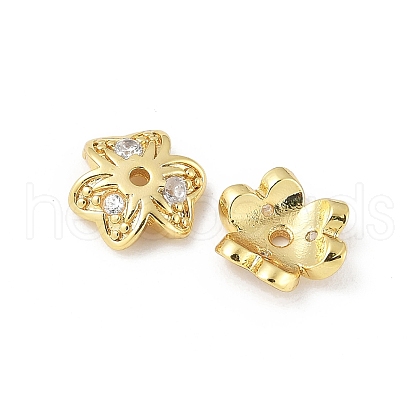 Brass Micro Pave Clear Cubic Zirconia Bead Cap KK-V015-15G-01-1