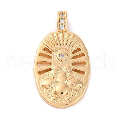 Brass Pendants With Clear Cubic Zirconia KK-S403-04G-1