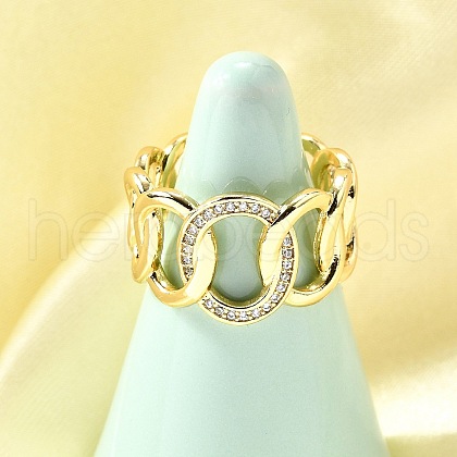 Brass Micro Pave Cubic Zirconia Cuff Rings for Women RJEW-F184-16G-1