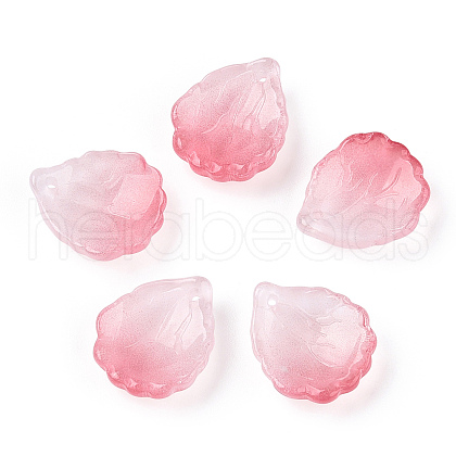 Baking Painted Transparent Glass Petal Beads DGLA-N004-21-1