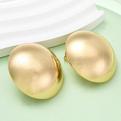 Brass Half Round Stud Earrings EJEW-Z125-01G-1